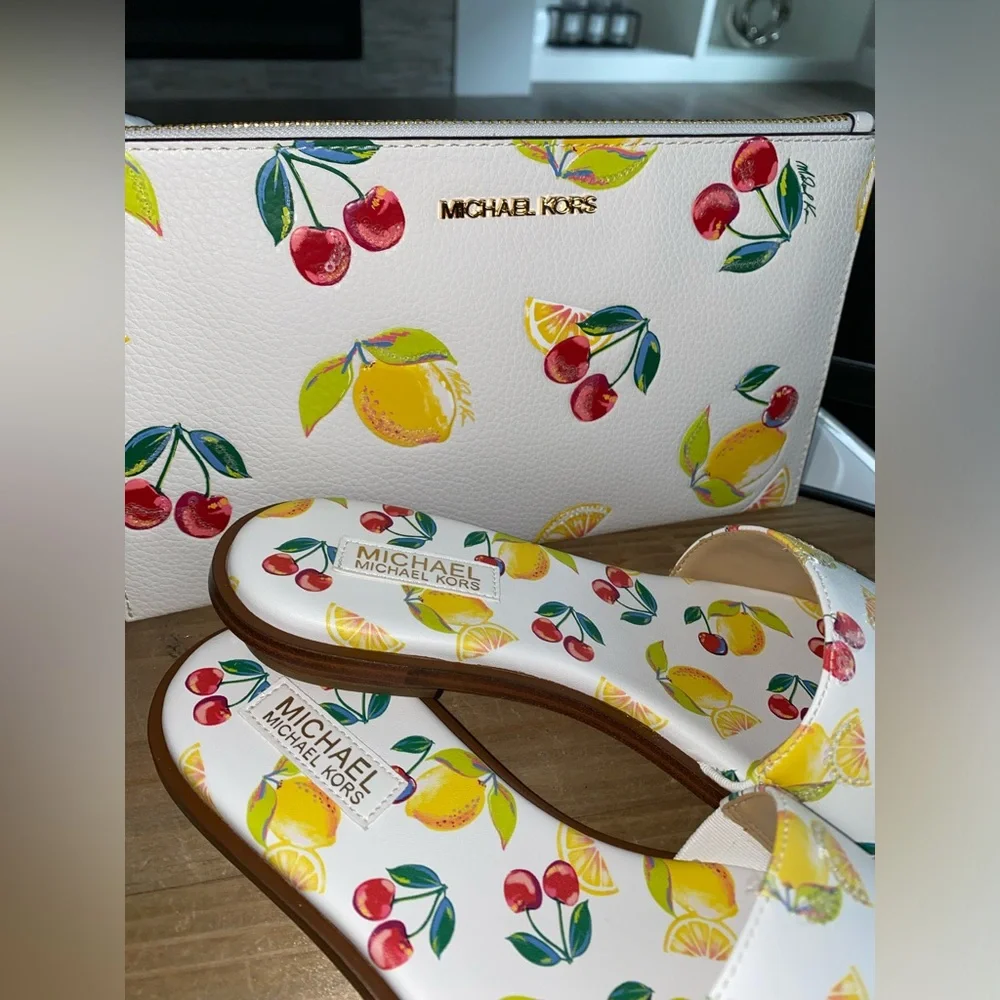 Michael Kors Jet Set Travel Large Sequined Fruit Print Wristlet - Picture 4 of 7